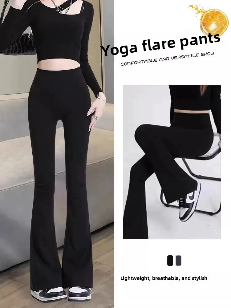 Модные женские расклешенные брюки для йоги с высокой талией, весна-осень, новые эластичные черные брюки в корейском стиле для повседневной носки
Модные женские расклешенные брюки для йоги с высокой талией, весна-осень, новые эластичные черные брюки в корейском стиле для повседневной носки