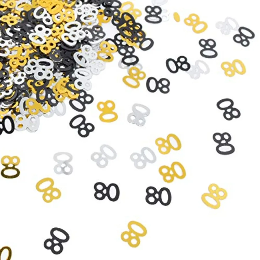 Number 80 Confetti Shiny Table Confetti for 80th Birthday Anniversary Party Decoration, Black Gold Silver, 1.59 Oz
Number 80 Confetti Shiny Table Confetti for 80th Birthday Anniversary Party Decoration, Black Gold Silver, 1.59 Oz