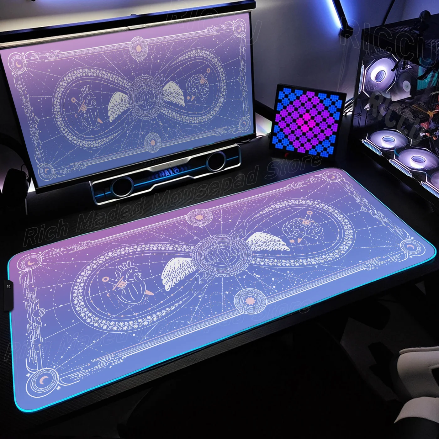 RGB XXL Angel Card Tarot Design Mouse Pad Card Game PC Accessories LED Desk Mat Large Computer Mousepad Anti-slip protective Mat
RGB XXL Angel Card Tarot Design Mouse Pad Card Game PC Accessories LED Desk Mat Large Computer Mousepad Anti-slip protective Mat