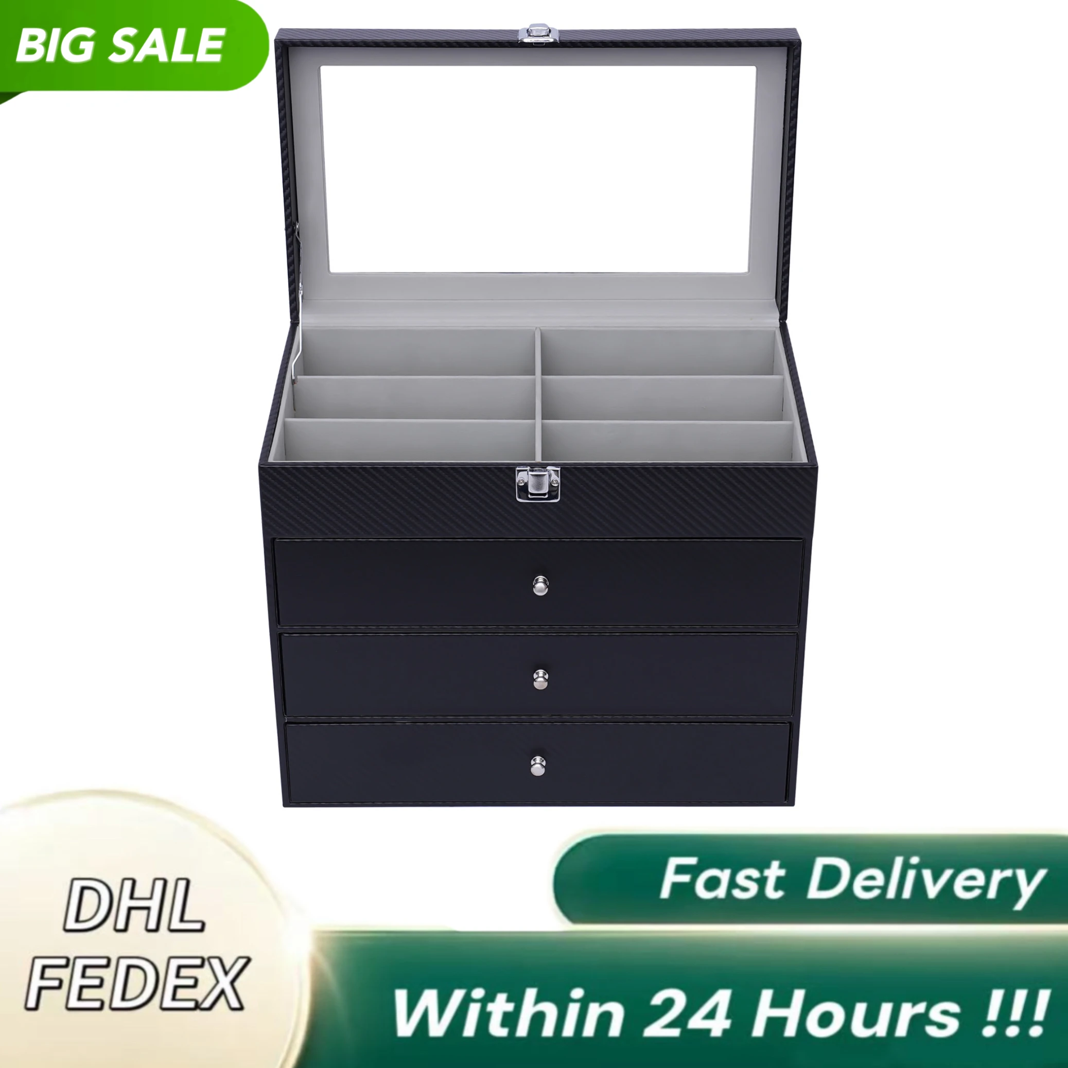 Коробка для солнцезащитных очков большой емкости — 4-х уровневый органайзер для хранения очков с 24 отделениями и выдвижными ящиками
Коробка для солнцезащитных очков большой емкости — 4-х уровневый органайзер для хранения очков с 24 отделениями и выдвижными ящиками