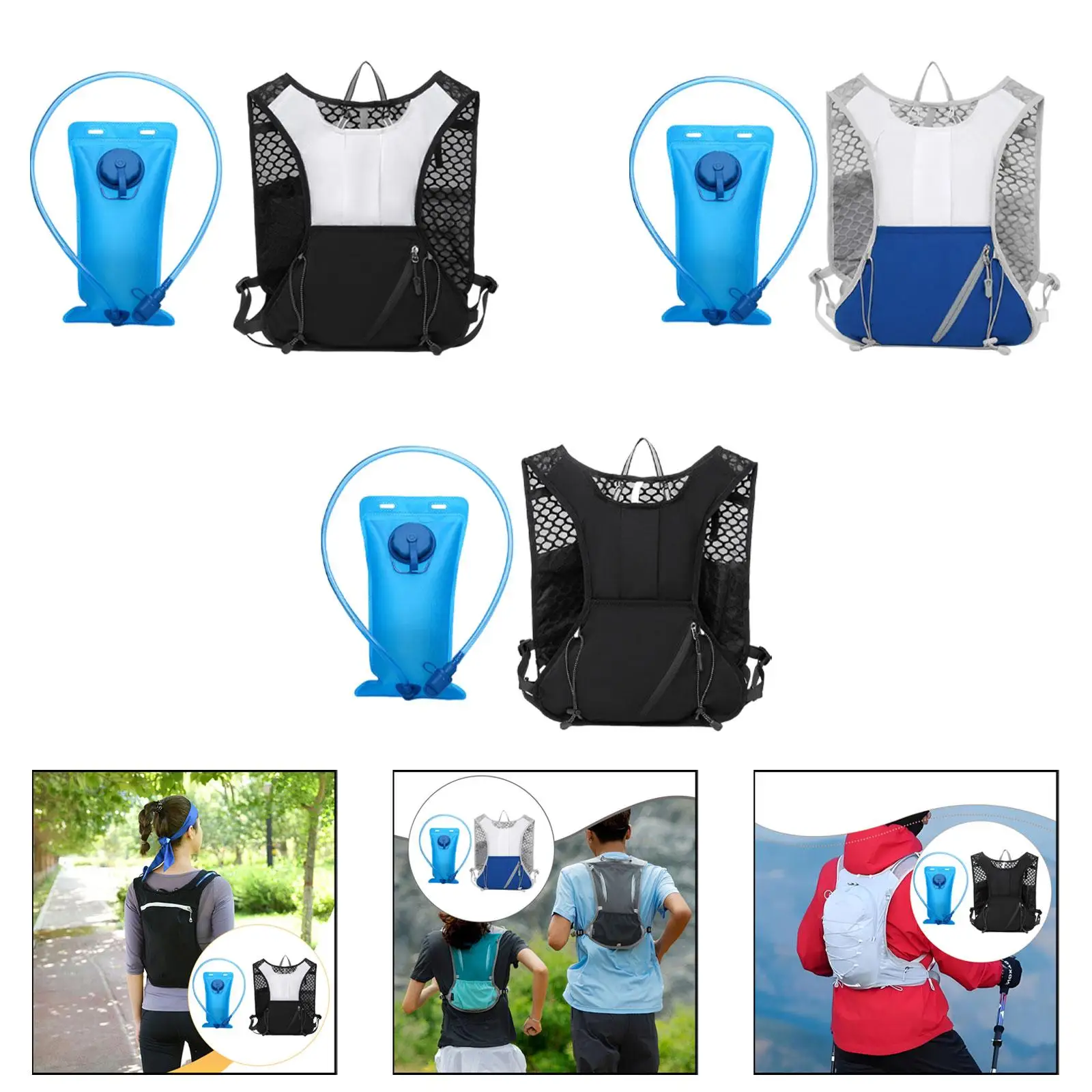 Hydration Backpack with 2 Liter Water Bladder Breathable Mesh Daypack for Marathon Camping Sports Cycling
Hydration Backpack with 2 Liter Water Bladder Breathable Mesh Daypack for Marathon Camping Sports Cycling