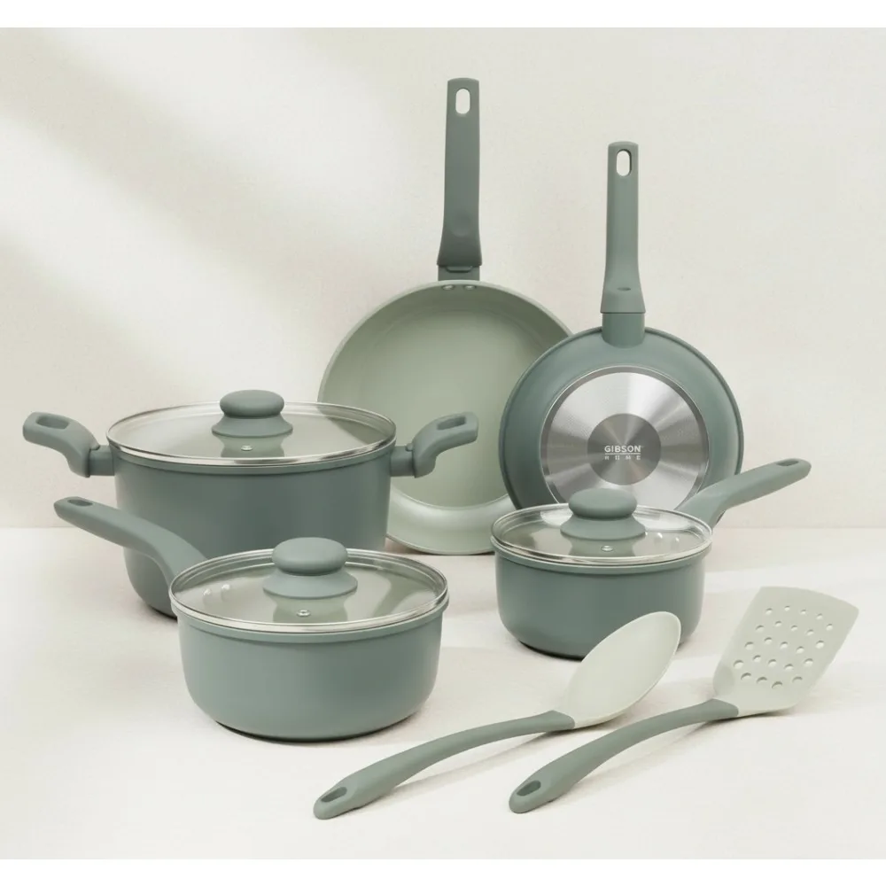 10-Piece Ceramic Nonstick Cookware Set PFOA Free Aluminum Induction Pots Pans Kitchen Utensils Sage Green
10-Piece Ceramic Nonstick Cookware Set PFOA Free Aluminum Induction Pots Pans Kitchen Utensils Sage Green
