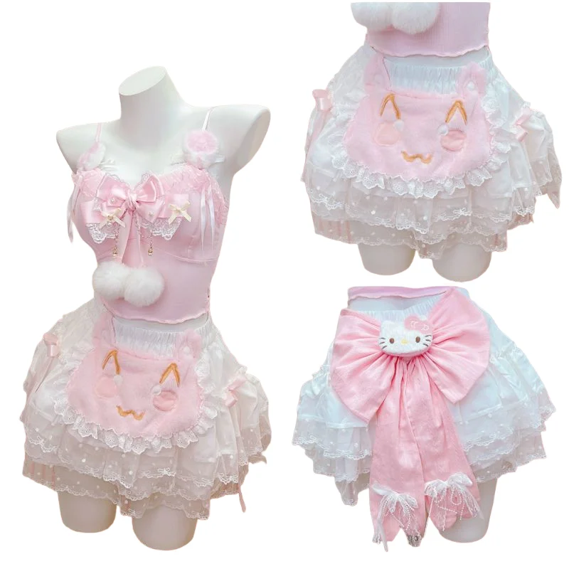 Hello Kitty Sanrio Top Women Lace Trim Cotton Cropped Bows Bead Decoration Pink White Cute SweetGirls LolitaStyle Kawaii Clothes
Hello Kitty Sanrio Top Women Lace Trim Cotton Cropped Bows Bead Decoration Pink White Cute SweetGirls LolitaStyle Kawaii Clothes