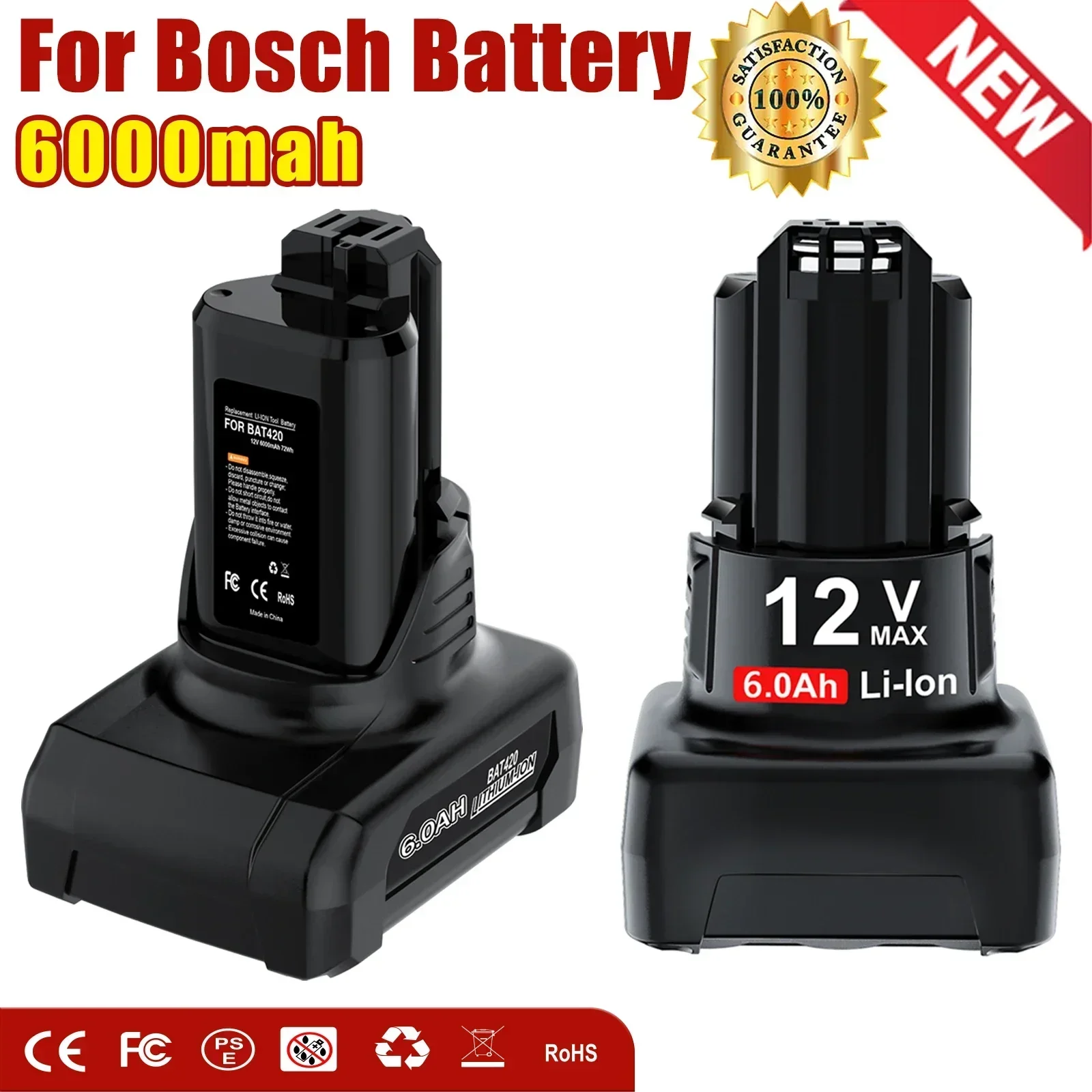 4Pack 6000MAH For Bosch BAT420 Rechargeable Battery 10.8V/12V Li-ion For BAT420 BAT412A BAT413A D-70745GOP 2607336013 2607336014
4Pack 6000MAH For Bosch BAT420 Rechargeable Battery 10.8V/12V Li-ion For BAT420 BAT412A BAT413A D-70745GOP 2607336013 2607336014