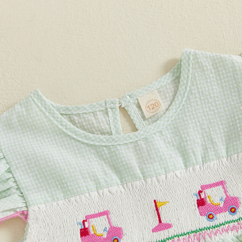 Youthful Girl s Summer Dress with Plaid Print and Golf Elements Embroidery Featuring Round Neck and Flutter Sleeves
Youthful Girl s Summer Dress with Plaid Print and Golf Elements Embroidery Featuring Round Neck and Flutter Sleeves