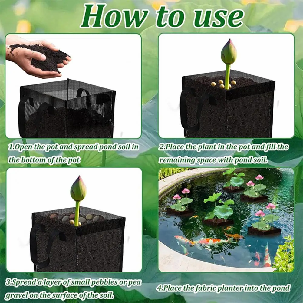 Water Lily Planter Mesh Pond Plant Basket with Handles Reusable Planter Pot Water Lily Lotus Growing Bag for Garden Bog Plants
Water Lily Planter Mesh Pond Plant Basket with Handles Reusable Planter Pot Water Lily Lotus Growing Bag for Garden Bog Plants