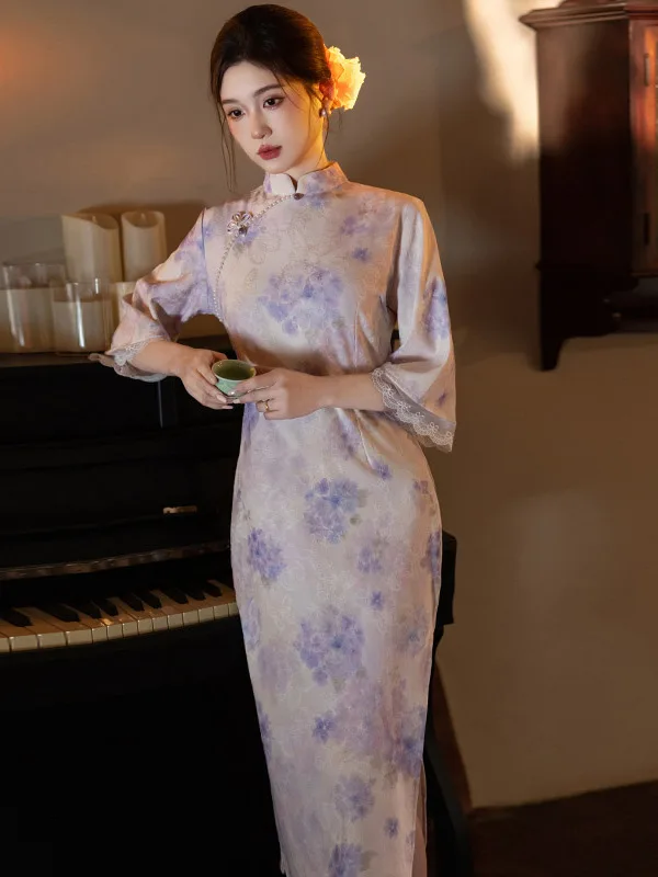 Розово-фиолетовое традиционное китайское платье-ципао с длинными рукавами, облегающее, для женщин, весна-лето, новинка, винтажный стиль, длинное ципао
Розово-фиолетовое традиционное китайское платье-ципао с длинными рукавами, облегающее, для женщин, весна-лето, новинка, винтажный стиль, длинное ципао