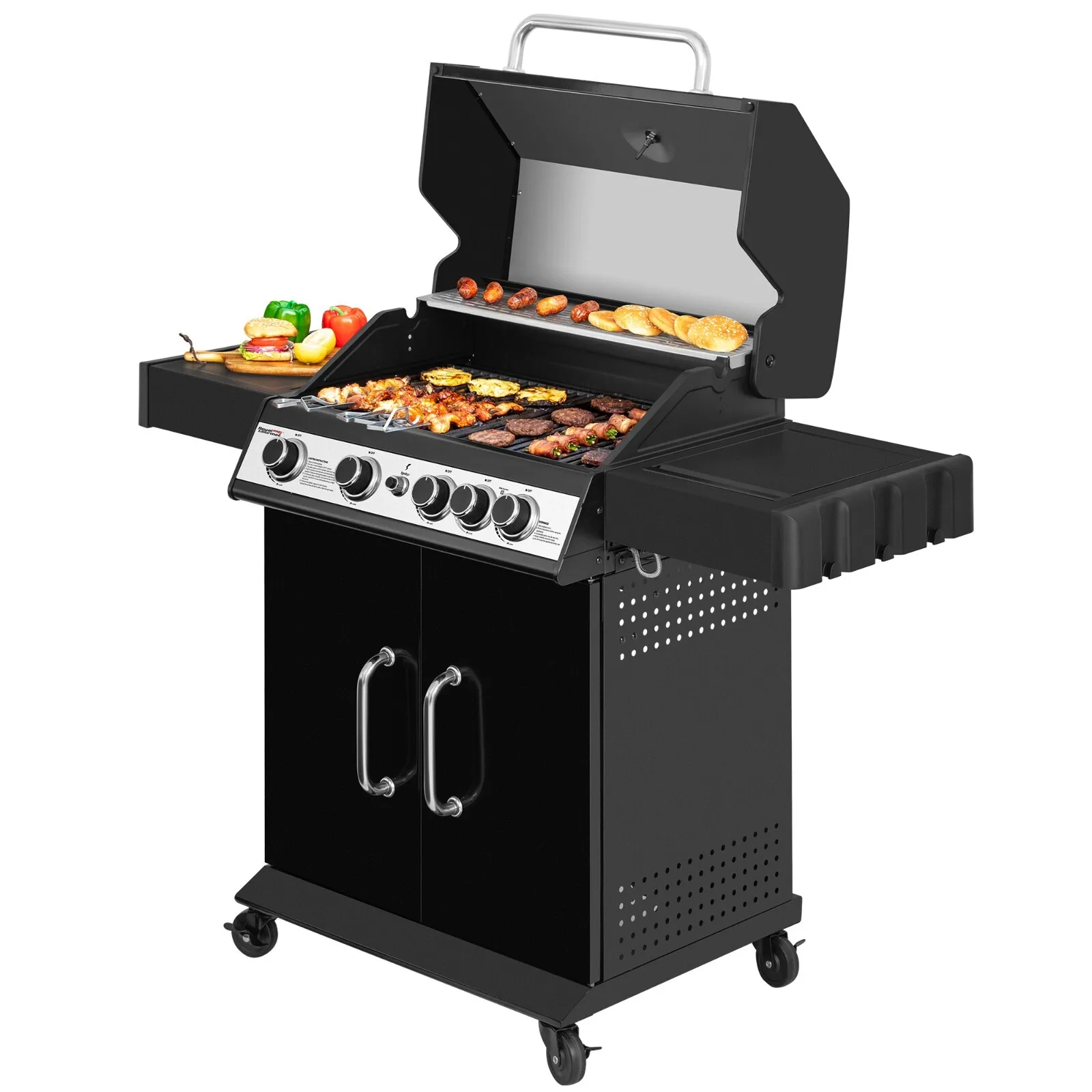 4-Burner Gas Grill with Lidded Side Burner Cabinet Style Gas Grill
4-Burner Gas Grill with Lidded Side Burner Cabinet Style Gas Grill