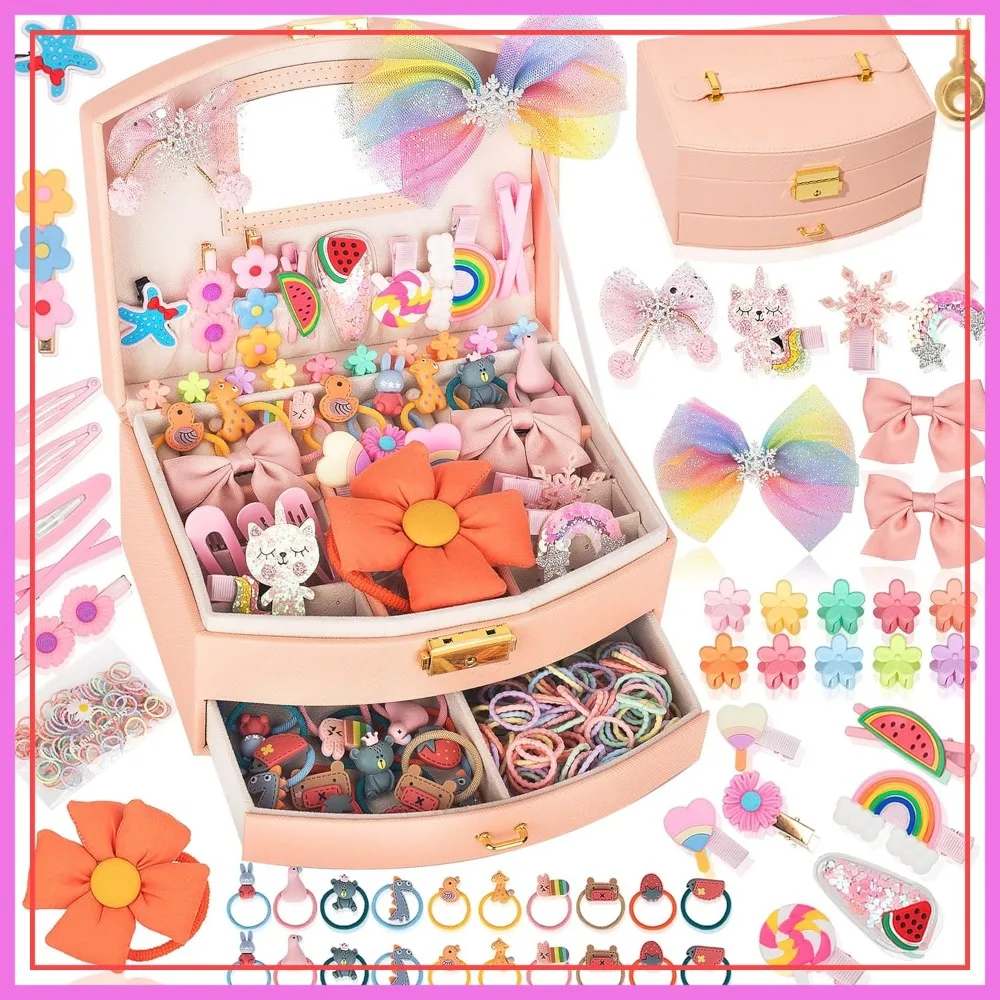 Hair Accessories Set: Jewelry Box, Clips, Barrettes, Ties, Bows - Teen Girl Gift
Hair Accessories Set: Jewelry Box, Clips, Barrettes, Ties, Bows - Teen Girl Gift