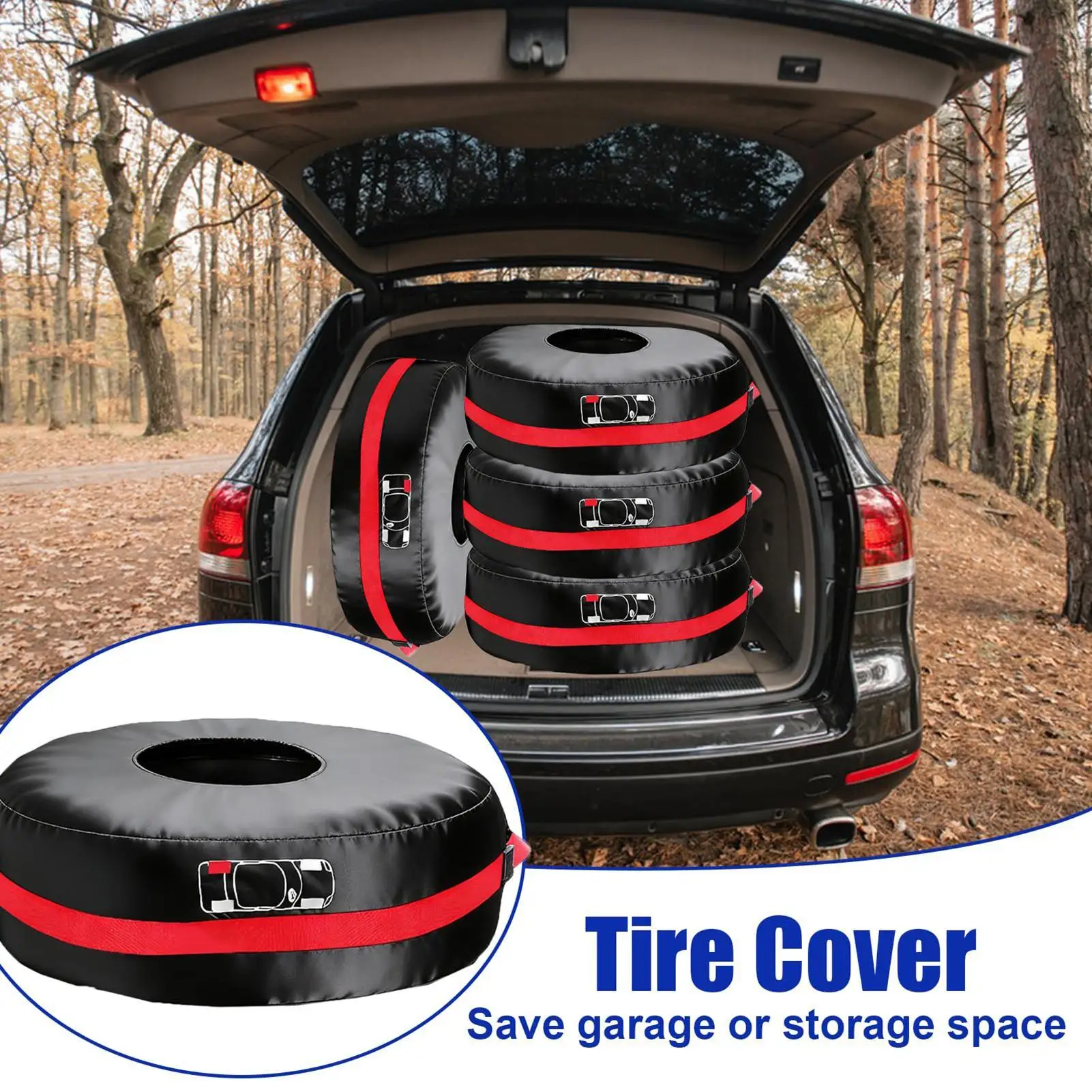 Tire Covers for Cars 4 Pieces Spare Wheel Storage Bag with Handle Heavy Duty Tire Cover for Camping Overlanding Garage Road Trip
Tire Covers for Cars 4 Pieces Spare Wheel Storage Bag with Handle Heavy Duty Tire Cover for Camping Overlanding Garage Road Trip