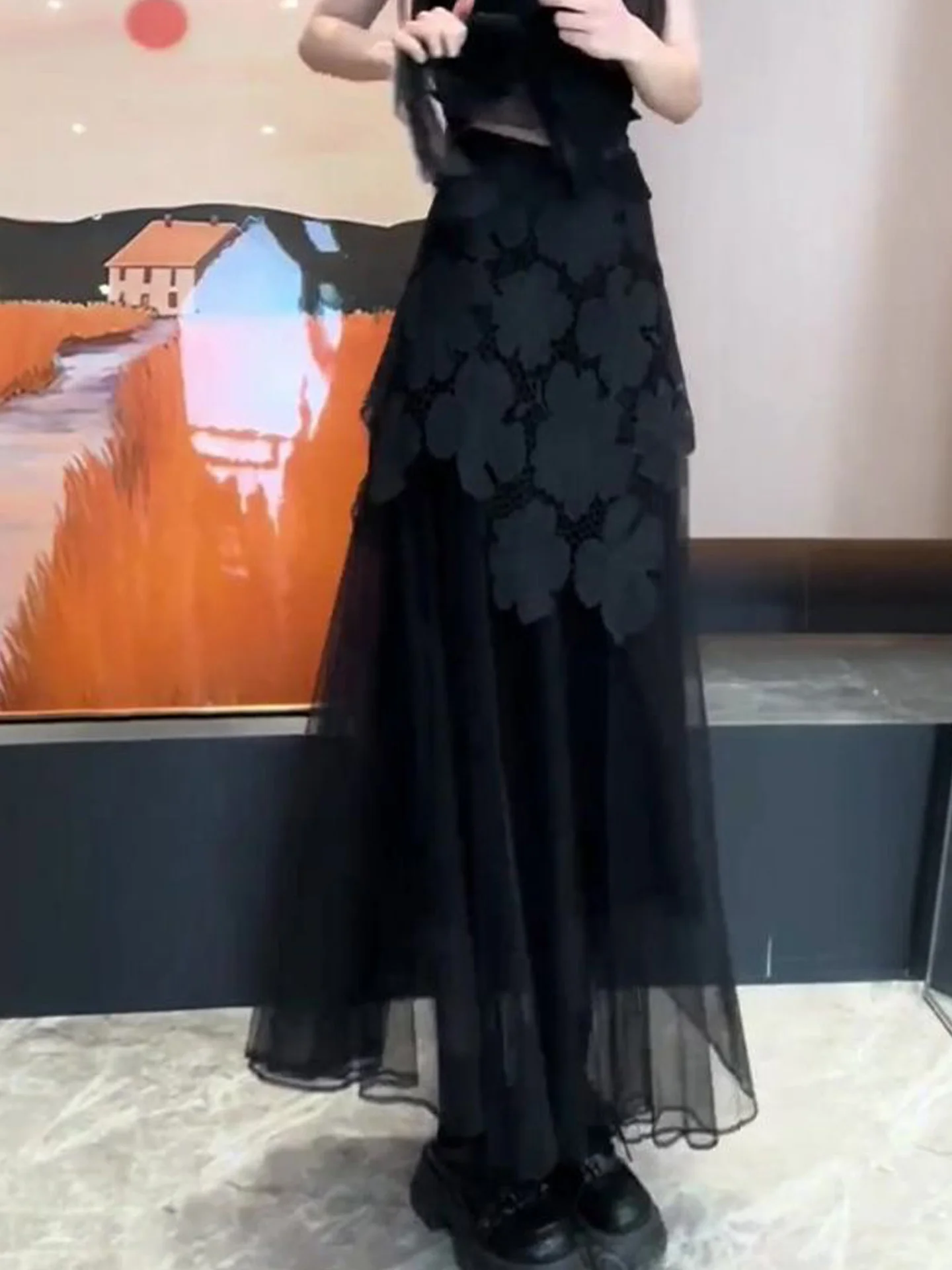 Fashionable Black Lace Half Skirt Women's Loose High Waist Summer New Style Elegant Big Swing Skirt Korean Version Soft Comfo...
Fashionable Black Lace Half Skirt Women's Loose High Waist Summer New Style Elegant Big Swing Skirt Korean Version Soft Comfo...