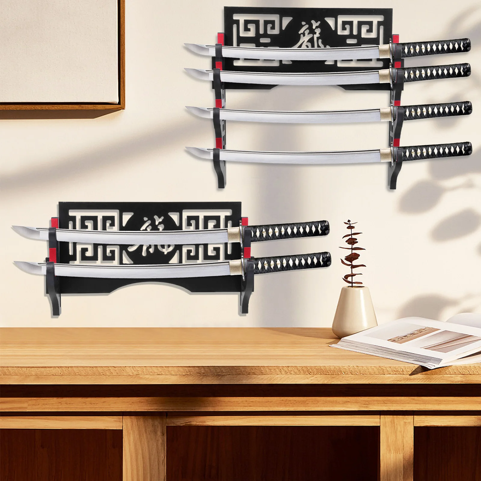 Wall Mount Wooden Sword Shelf 2/4 Layer Japanese Katana Samurai Sabre Wall Storage Rack Knife Display Holder for Living Room
Wall Mount Wooden Sword Shelf 2/4 Layer Japanese Katana Samurai Sabre Wall Storage Rack Knife Display Holder for Living Room