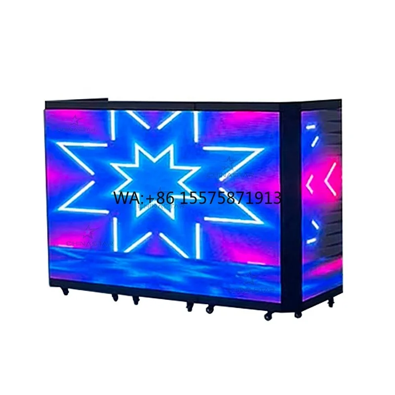 Portable Wheeled High Bright Led Screen Full Color P3.91 Foldable LED DJ Booth Display for Club Music Festival
Portable Wheeled High Bright Led Screen Full Color P3.91 Foldable LED DJ Booth Display for Club Music Festival