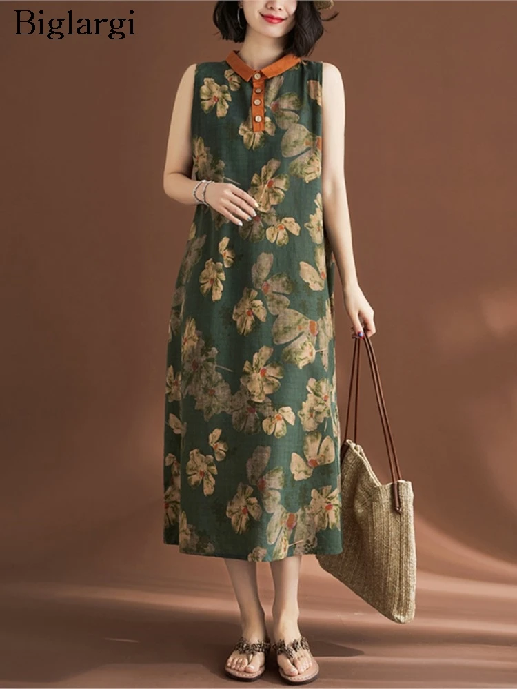 Sleeveless Oversized Summer Dress Women Flower Floral Print Fashion Ruffle Pleated Ladies Dresses Loose Woman Midi Dress
Sleeveless Oversized Summer Dress Women Flower Floral Print Fashion Ruffle Pleated Ladies Dresses Loose Woman Midi Dress