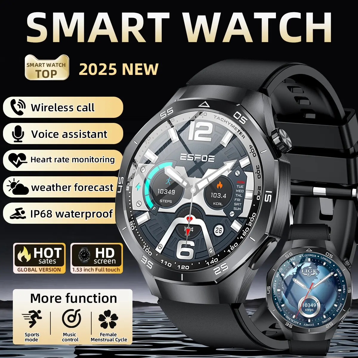LIGE новые мужские умные часы 360*360 Bluetooth вызов HD экран GPS траектория движения сердечного ритма водонепроницаемые спортивные умные часы для фитнеса 
LIGE новые мужские умные часы 360*360 Bluetooth вызов HD экран GPS траектория движения сердечного ритма водонепроницаемые спортивные умные часы для фитнеса