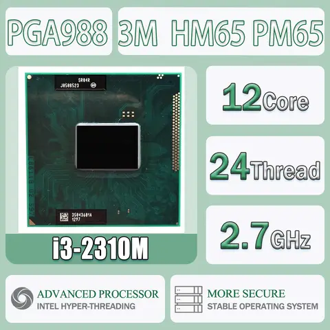 Xeon I3-2310M SR04R 3M Cache 2.10GHz Computer CPU Processor Server I3 2310M Supports PM65 HM65 Chipset PPGA988
