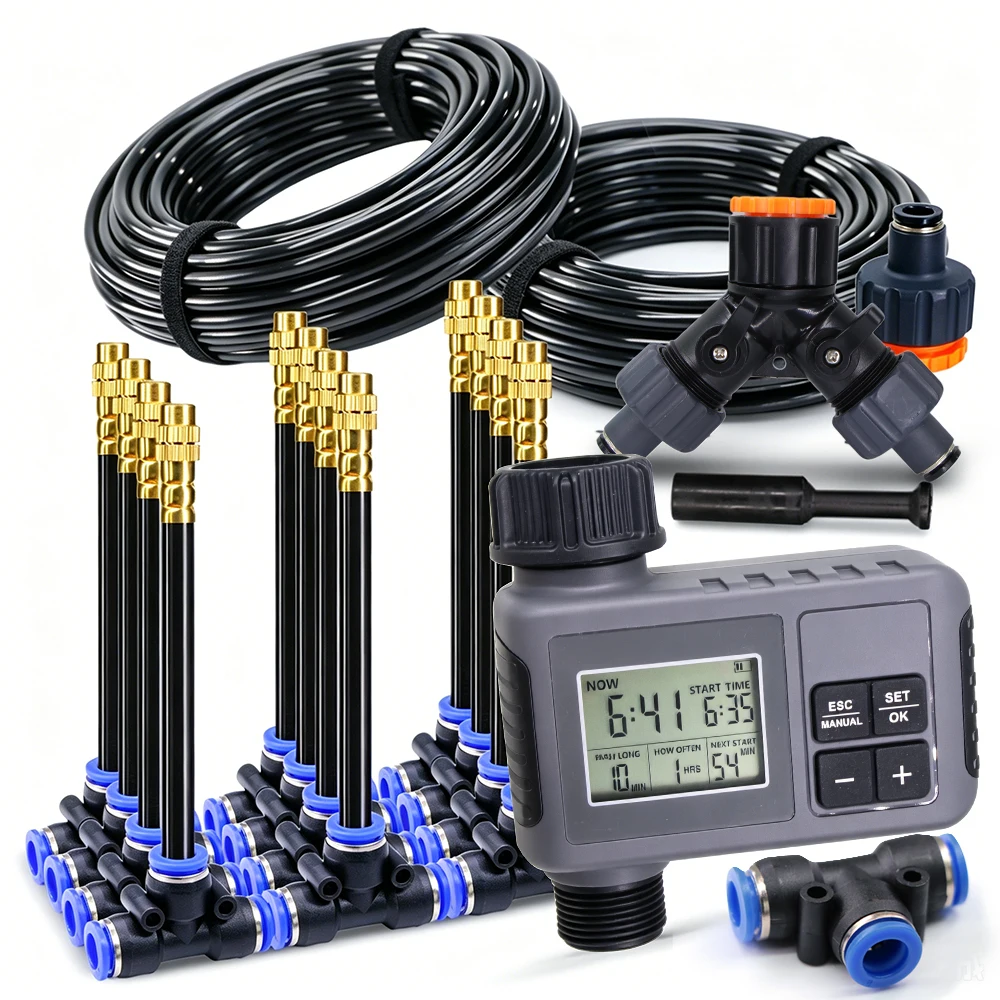 Garden Programmable Timer Spray Irrigation System for Outdoors 5/8mm Hose Flexible Nozzle Timed Misting Cooling Watering Plants
Garden Programmable Timer Spray Irrigation System for Outdoors 5/8mm Hose Flexible Nozzle Timed Misting Cooling Watering Plants