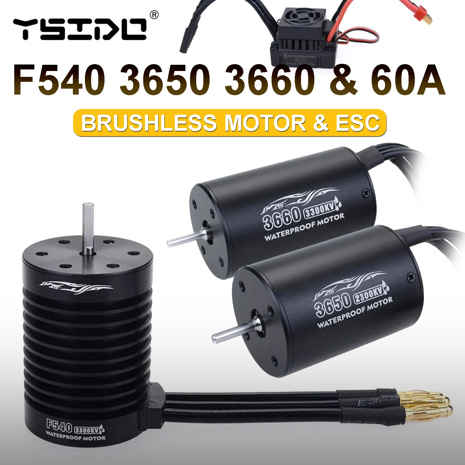 F540 3650 3660 Brushless Motor & 60A ESC WaterProof Combo 3.175mm for Traxxas Axial Redcat 1/10 1/12 RC Truck Buggy Off-road Car
F540 3650 3660 Brushless Motor & 60A ESC WaterProof Combo 3.175mm for Traxxas Axial Redcat 1/10 1/12 RC Truck Buggy Off-road Car