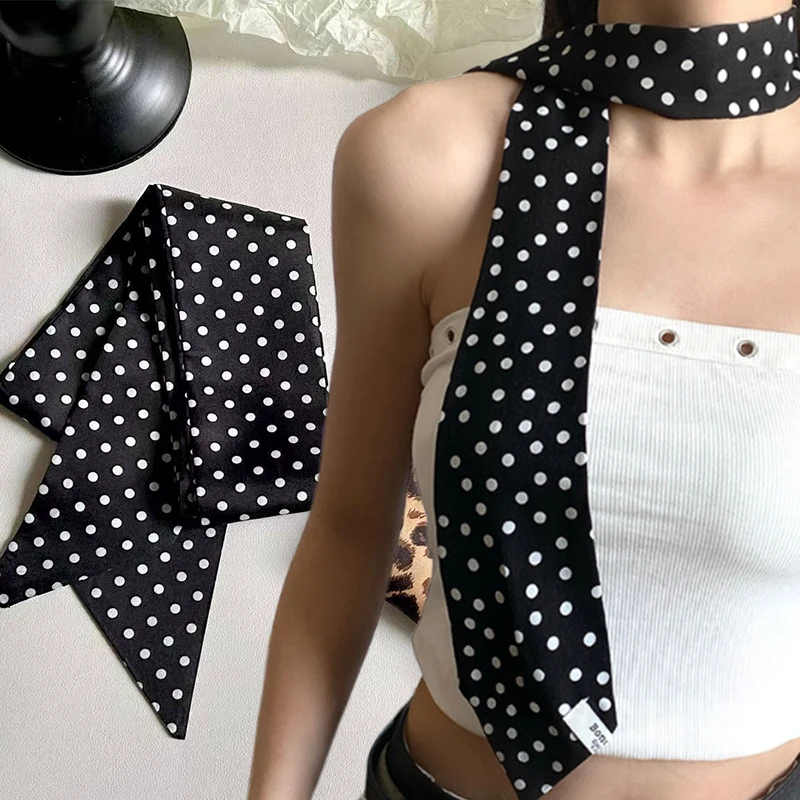 French Retro Black Polka Dot Scarf Elegant Spring Summer Neck Tie Women Stylish Bandana Scarf Versatile Thin Silk Hair Ribbon
French Retro Black Polka Dot Scarf Elegant Spring Summer Neck Tie Women Stylish Bandana Scarf Versatile Thin Silk Hair Ribbon