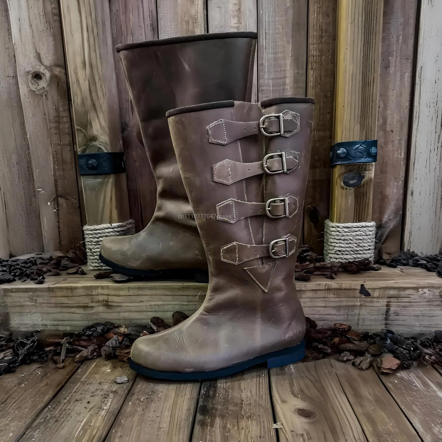 Unisex Medieval Pirate Knight Cosplay Tall Shoes Distressed Flat Pu Leather Carnival Boots Black Four Buckle Knee High Boot 2026
Unisex Medieval Pirate Knight Cosplay Tall Shoes Distressed Flat Pu Leather Carnival Boots Black Four Buckle Knee High Boot 2026