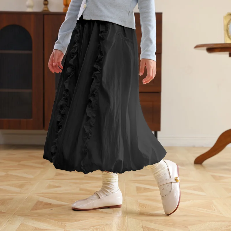 Black White Kids Girls Elastic Waist Ruffle Trim Lantern Hem Skirt Elegant Casual Princess Skirt For Daily School Holiday Wear
Black White Kids Girls Elastic Waist Ruffle Trim Lantern Hem Skirt Elegant Casual Princess Skirt For Daily School Holiday Wear