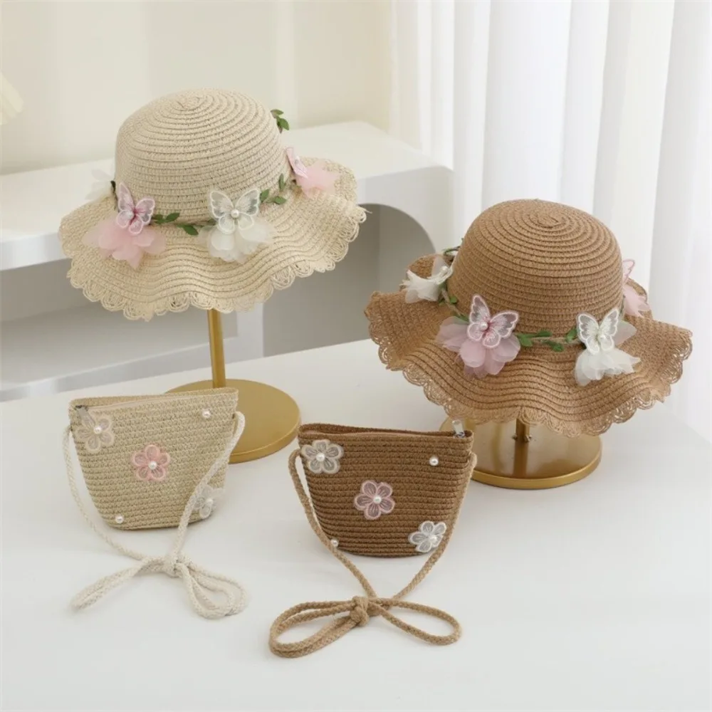 2pcs/sets New Cute Butterfly Straw Hat Sun Protection Wide Brim Shoulder Bags Flower Girls Sun Hats Travel
2pcs/sets New Cute Butterfly Straw Hat Sun Protection Wide Brim Shoulder Bags Flower Girls Sun Hats Travel