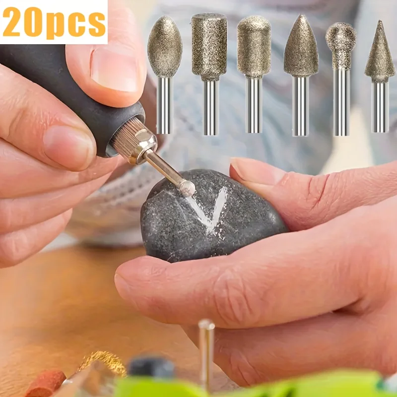 20Pcs Diamond Grinding Burr Set 3mm Shank Mini Drill Bits for Rotary Tools Stone Glass Engraving Polishing Abrasive Accessories
20Pcs Diamond Grinding Burr Set 3mm Shank Mini Drill Bits for Rotary Tools Stone Glass Engraving Polishing Abrasive Accessories