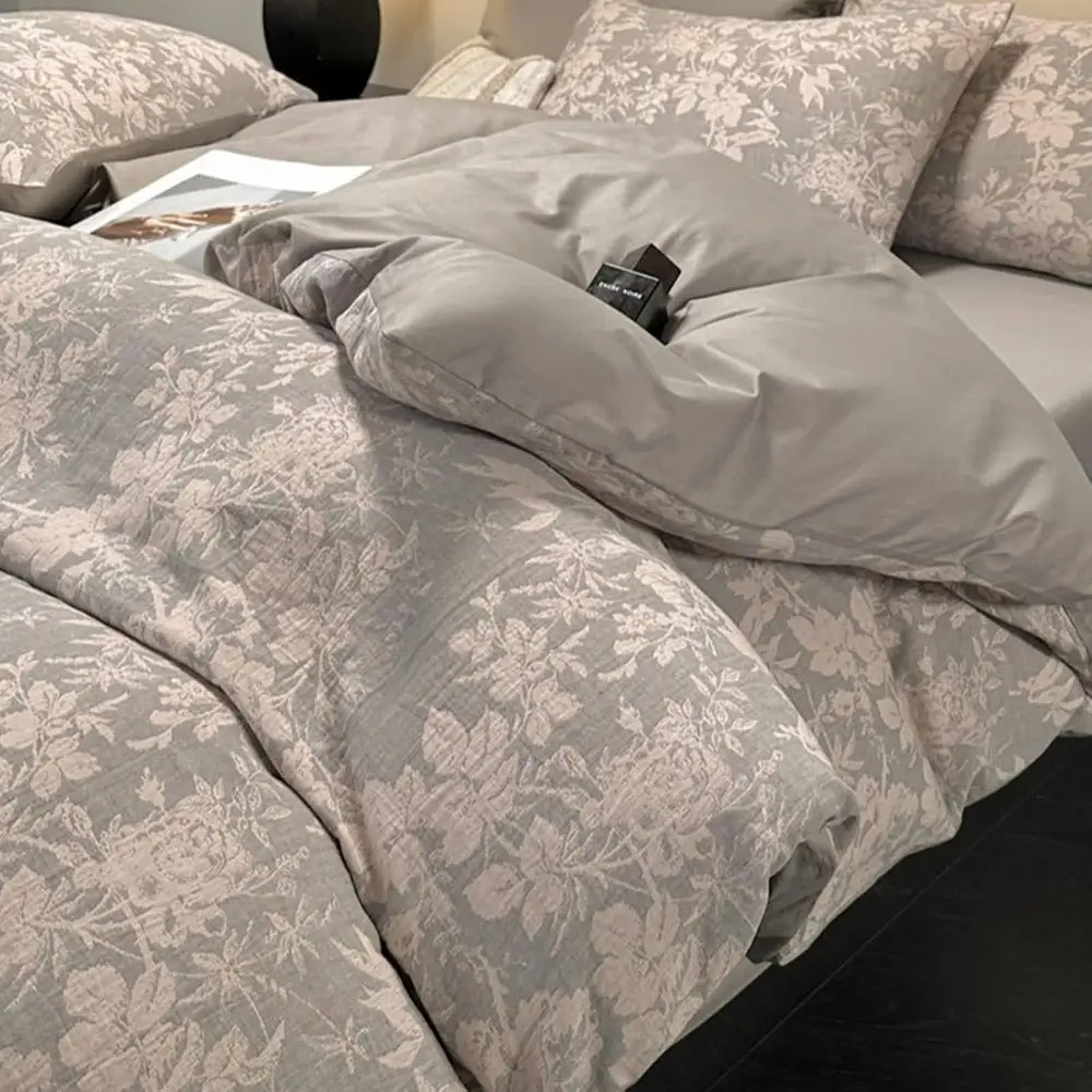 4 Piece Bedding Set Cotton, Queen Leaves Duvet Quilt Cover & Bed Sheet & 2 Pillowcase Set, Grey, Style 2, 1.8m-200x230cm
4 Piece Bedding Set Cotton, Queen Leaves Duvet Quilt Cover & Bed Sheet & 2 Pillowcase Set, Grey, Style 2, 1.8m-200x230cm