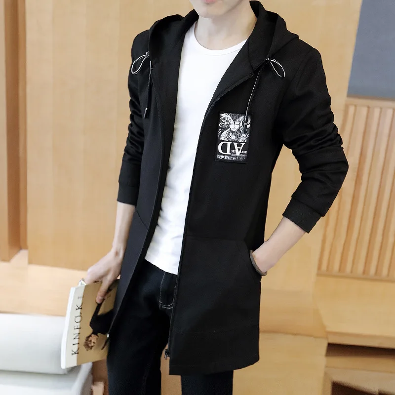 Autumn Men's Long Trench Coats Jacket New Youth Korean Solid Color Hooded Windbreake Black Green Overcoat Plus Size
Autumn Men's Long Trench Coats Jacket New Youth Korean Solid Color Hooded Windbreake Black Green Overcoat Plus Size