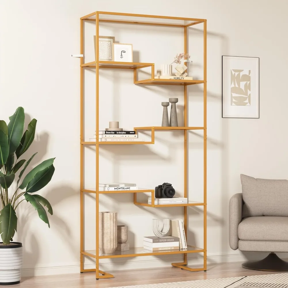 Modern 5-Tier Tempered Glass Bookshelf for Living Room Storage and Display
Modern 5-Tier Tempered Glass Bookshelf for Living Room Storage and Display