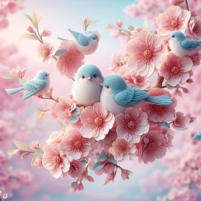 A Frameless Diamond Painting of a Bird on Cherry Blossoms, Measuring Featuring a 5D Full Round Design.
A Frameless Diamond Painting of a Bird on Cherry Blossoms, Measuring Featuring a 5D Full Round Design.