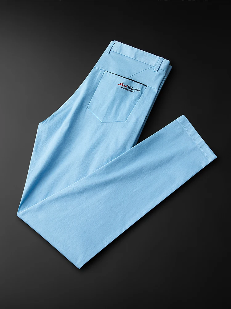 Деловые повседневные мужские летние тонкие удобные дышащие модные синие брюки прямого кроя из смеси хлопка и полиэстера
Деловые повседневные мужские летние тонкие удобные дышащие модные синие брюки прямого кроя из смеси хлопка и полиэстера