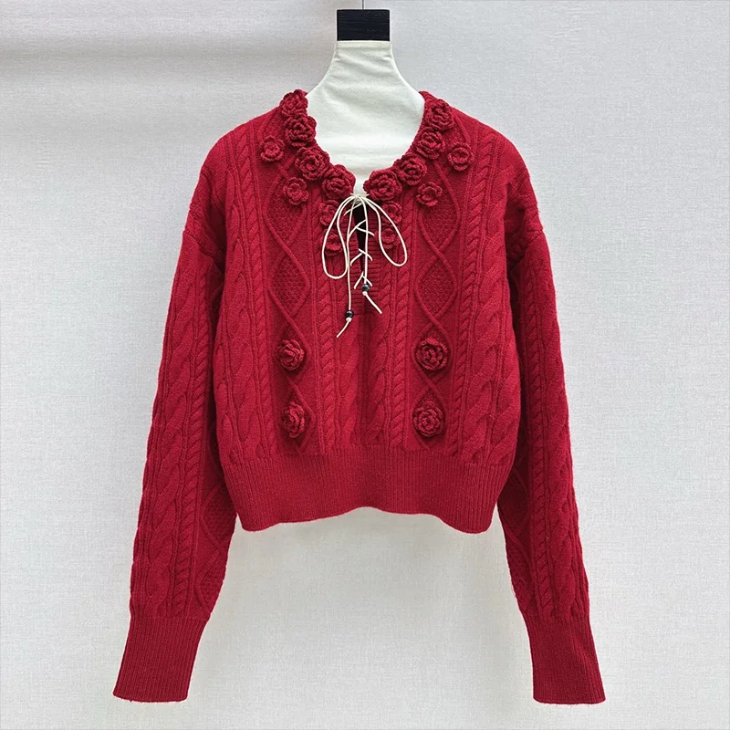 Высококачественный шерстяной женский свитер с полутонкими бретелями, элегантный трехмерный трикотаж с цветочным принтом, нежный пуловер 25121923
Высококачественный шерстяной женский свитер с полутонкими бретелями, элегантный трехмерный трикотаж с цветочным принтом, нежный пуловер 25121923