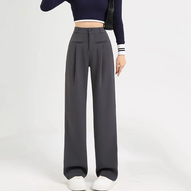 Women High Waist Suit Pants Casual Button Spring Autumn Office Ladies Korean Fashion Female Loose Straight Wide Leg Trousers
Women High Waist Suit Pants Casual Button Spring Autumn Office Ladies Korean Fashion Female Loose Straight Wide Leg Trousers