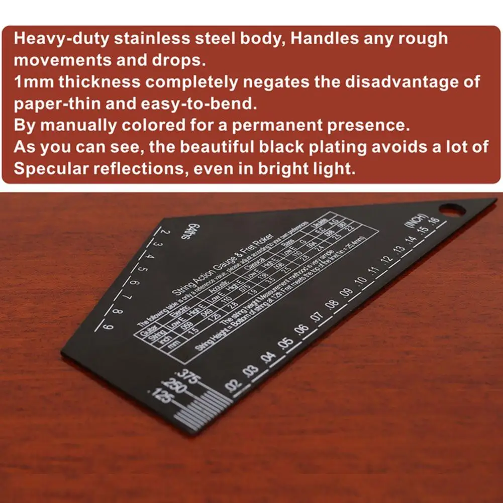 Stainless Steel String Ruler String Action Gauge Ruler For Guitar Bass Black P7U5
Stainless Steel String Ruler String Action Gauge Ruler For Guitar Bass Black P7U5