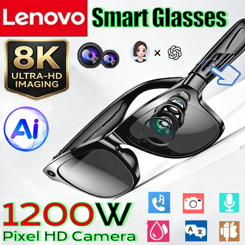Lenovo 8K Camera AI Smart Glasses Chat Gpt Touch Women Men Sunglasses Music Player Bluetooth Calling Translator Voice Assistant
Lenovo 8K Camera AI Smart Glasses Chat Gpt Touch Women Men Sunglasses Music Player Bluetooth Calling Translator Voice Assistant