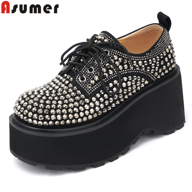 ASUMER 2024 New Lace Up Women Pumps Platform Shoes Rhinestone Thick Bottom Black Spring Summer Ladies Office Party Shoes
ASUMER 2024 New Lace Up Women Pumps Platform Shoes Rhinestone Thick Bottom Black Spring Summer Ladies Office Party Shoes