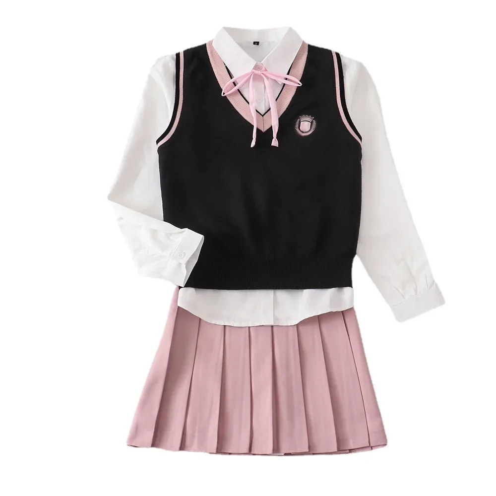 Japanese Korean Student School Dresses JK Uniform Suits Autumn Top Shirt + Sleeveless Sweater Vest + Pink Pleated Skirt Adult
Japanese Korean Student School Dresses JK Uniform Suits Autumn Top Shirt + Sleeveless Sweater Vest + Pink Pleated Skirt Adult