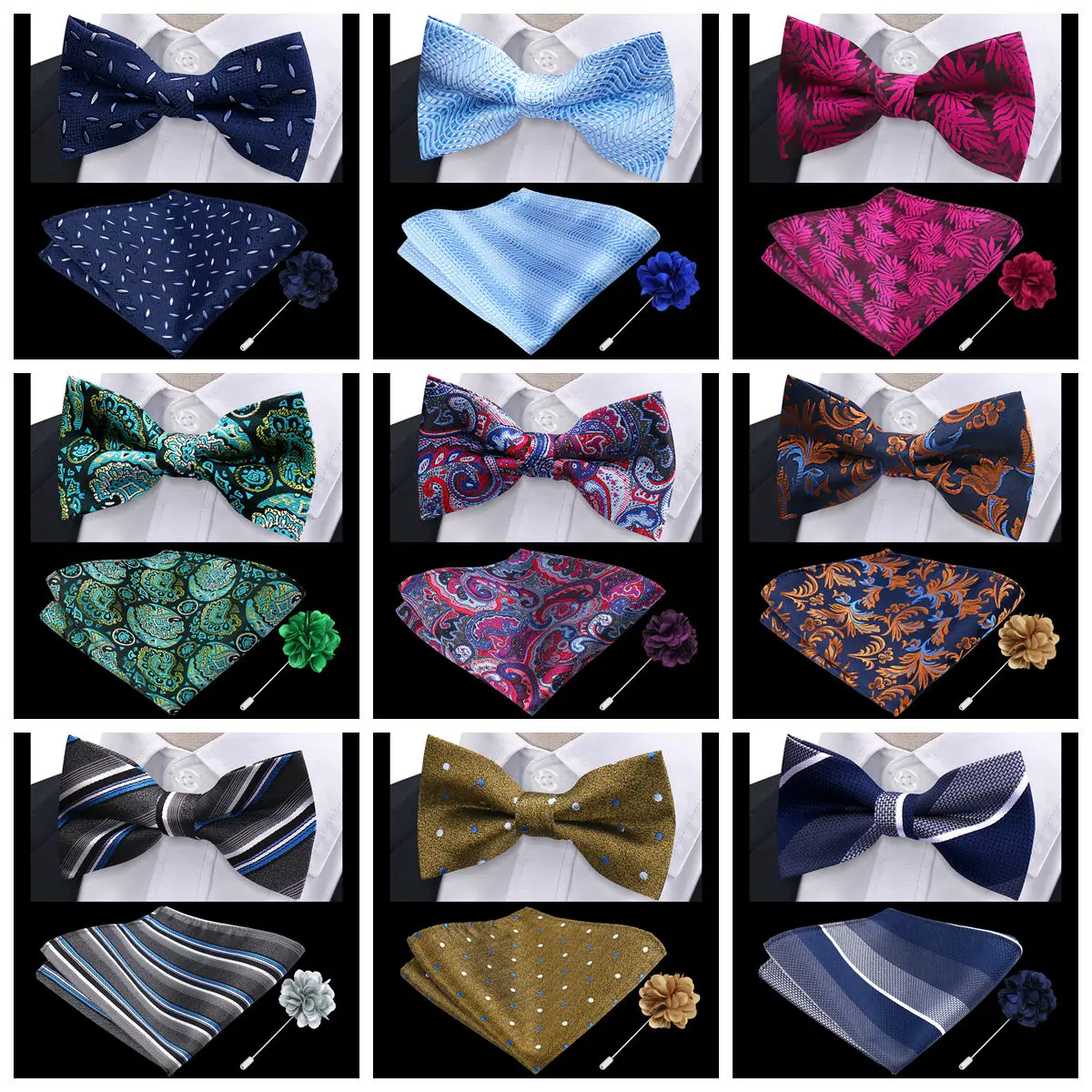 Elegant Luxury Men Business Bow Tie Set 3 Pcs Handkerchief Brooch High Quality Paisley Wedding Banquet Formal Party Accessories
Elegant Luxury Men Business Bow Tie Set 3 Pcs Handkerchief Brooch High Quality Paisley Wedding Banquet Formal Party Accessories