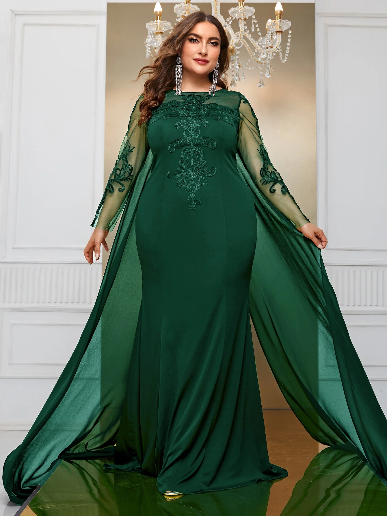 Yisikado Women's Plus Size Prom Evening Dress Printed Embroidered Long Sleeve Cape Party Dress
Yisikado Women's Plus Size Prom Evening Dress Printed Embroidered Long Sleeve Cape Party Dress