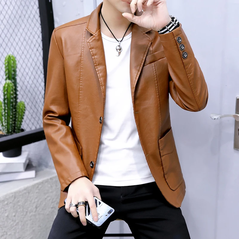 Loose Men's Leather Jaet Simulated Briti Sle Busin Wind Coat Spring New Faion Single Button Mancles Youth
Loose Men's Leather Jaet Simulated Briti Sle Busin Wind Coat Spring New Faion Single Button Mancles Youth