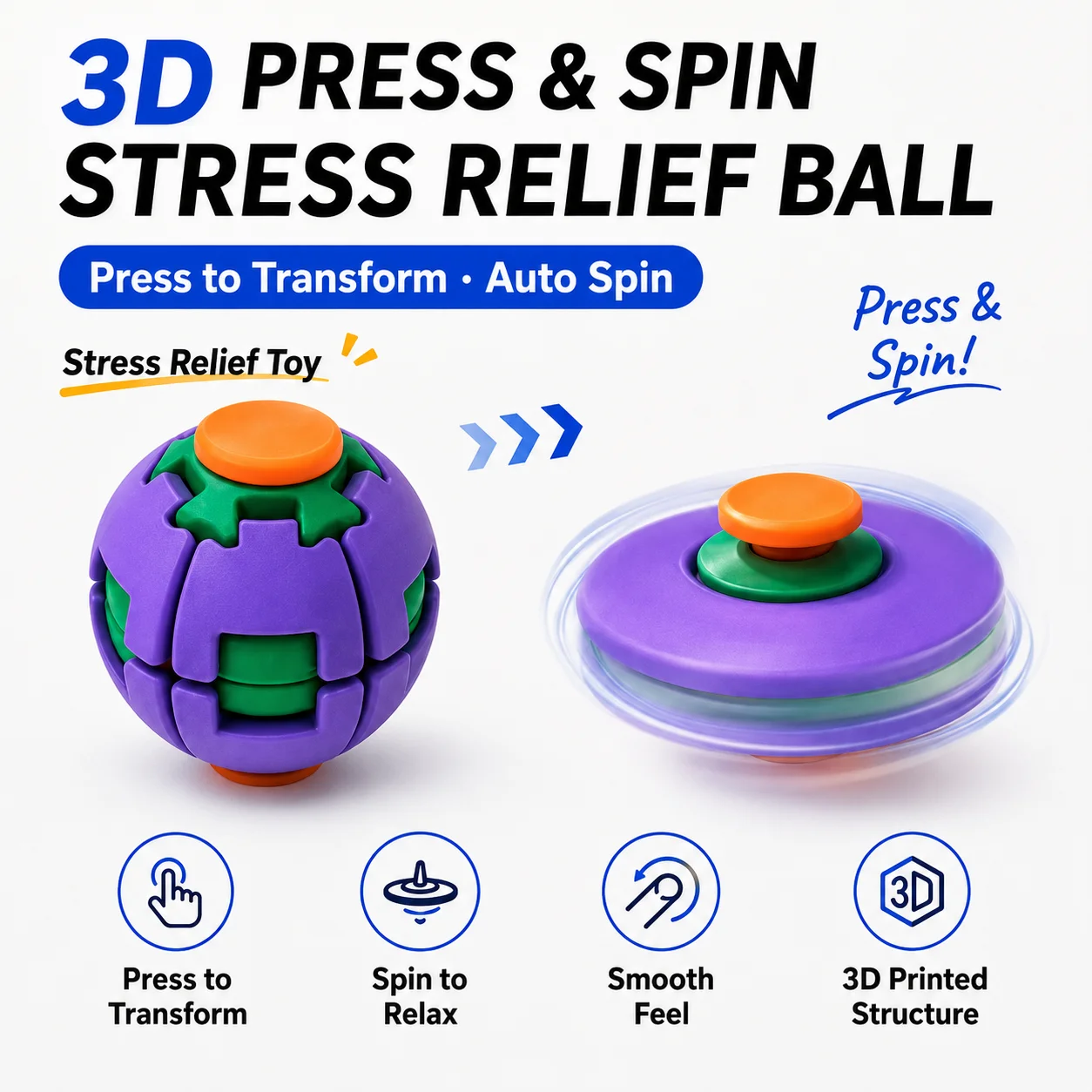 3D press rotating decompression ball multi-color vortex fingertip gyro Hand Spinner Desk Sensory Toy for Adults Teens Gift
3D press rotating decompression ball multi-color vortex fingertip gyro Hand Spinner Desk Sensory Toy for Adults Teens Gift
