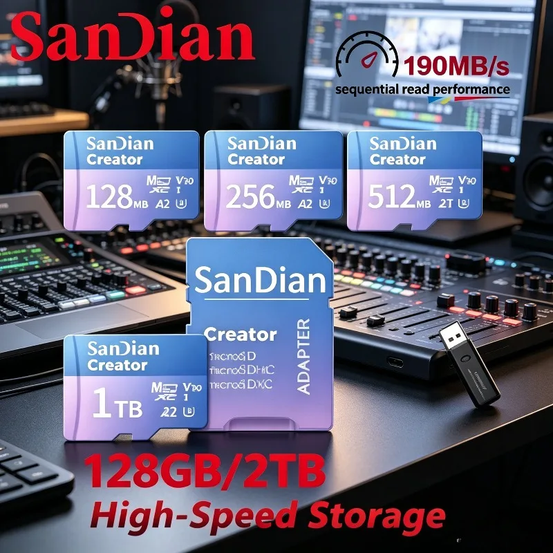 4K Video 128GB 256GB 512GB 1TB SanDian Creator micro TF SD XC high speed U3 V30 A2 130MB/S Write speed Memory Card
4K Video 128GB 256GB 512GB 1TB SanDian Creator micro TF SD XC high speed U3 V30 A2 130MB/S Write speed Memory Card
