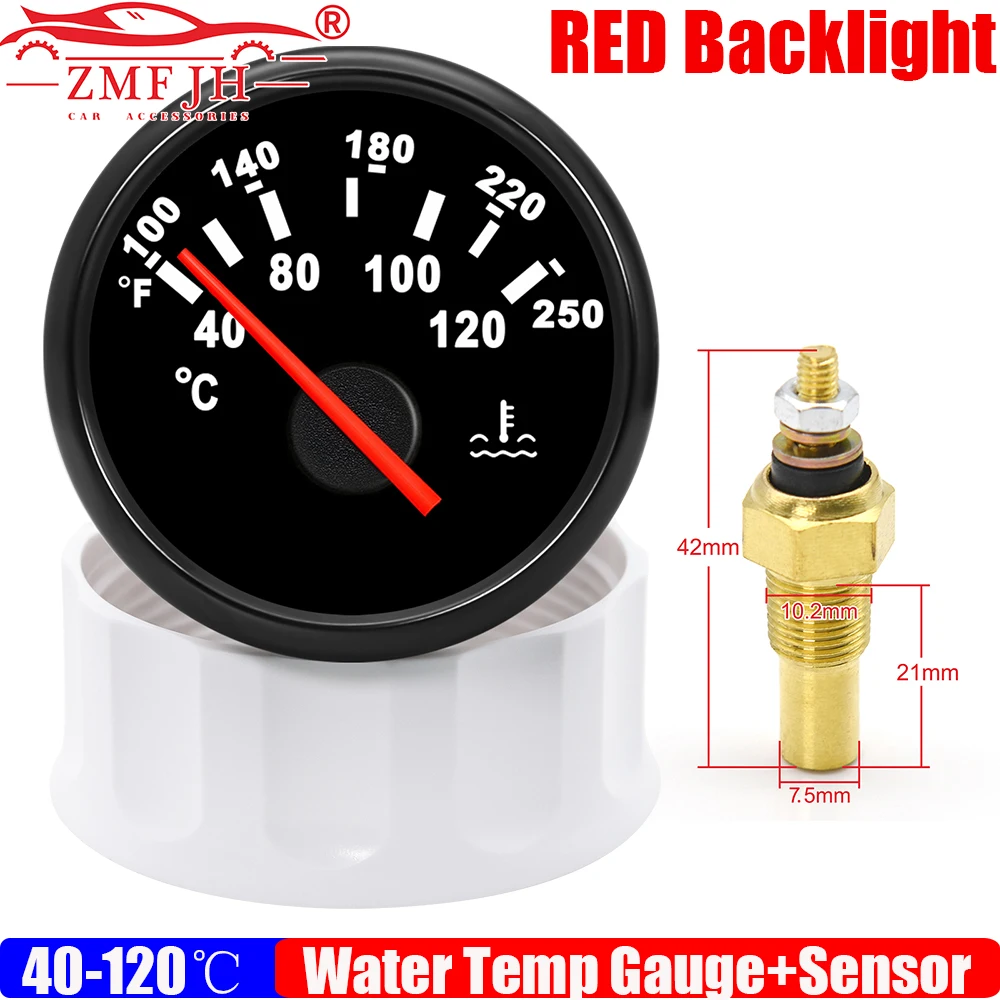 Pointer 40-120℃,100-250℉ 52MM Water Temperature Gauge with Sensor 10.2MM Red Light Water Temp Meter for Car Marine Boat Yacht
Pointer 40-120℃,100-250℉ 52MM Water Temperature Gauge with Sensor 10.2MM Red Light Water Temp Meter for Car Marine Boat Yacht