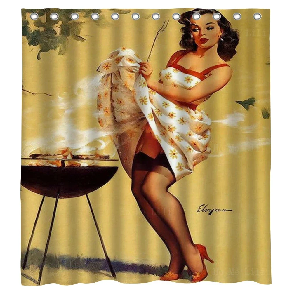 Dark Fantasy Art Girl With Dragon BBQ Pin Up Girl Retro Poster Shower Curtain With 12 Hooks By Ho Me Lili For Bathroom Decor
Dark Fantasy Art Girl With Dragon BBQ Pin Up Girl Retro Poster Shower Curtain With 12 Hooks By Ho Me Lili For Bathroom Decor
