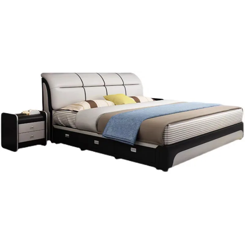 Light luxury, modern, simple, leather bed, master bedroom, high-end, atmospheric, soft package wedding bed
Light luxury, modern, simple, leather bed, master bedroom, high-end, atmospheric, soft package wedding bed