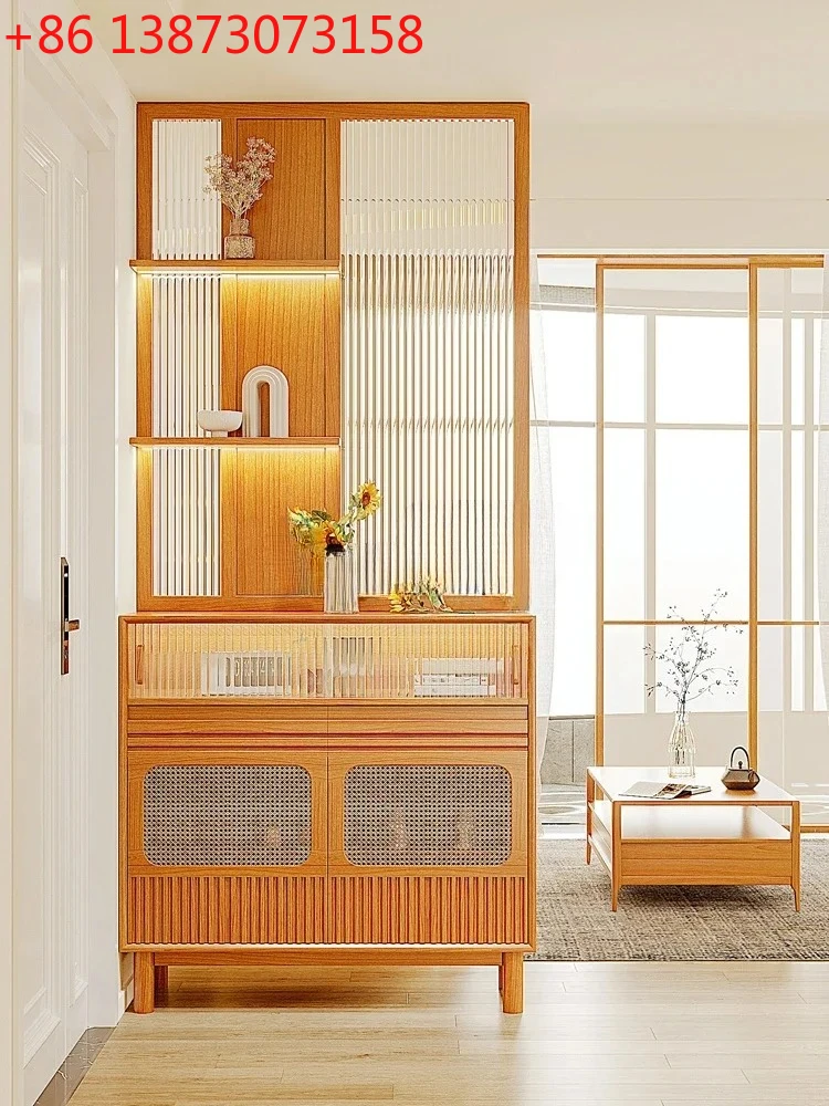 Japanese-style solid wood entrance shoe cabinet screen interated partition rack rattan lass foyer cabinet
Japanese-style solid wood entrance shoe cabinet screen interated partition rack rattan lass foyer cabinet