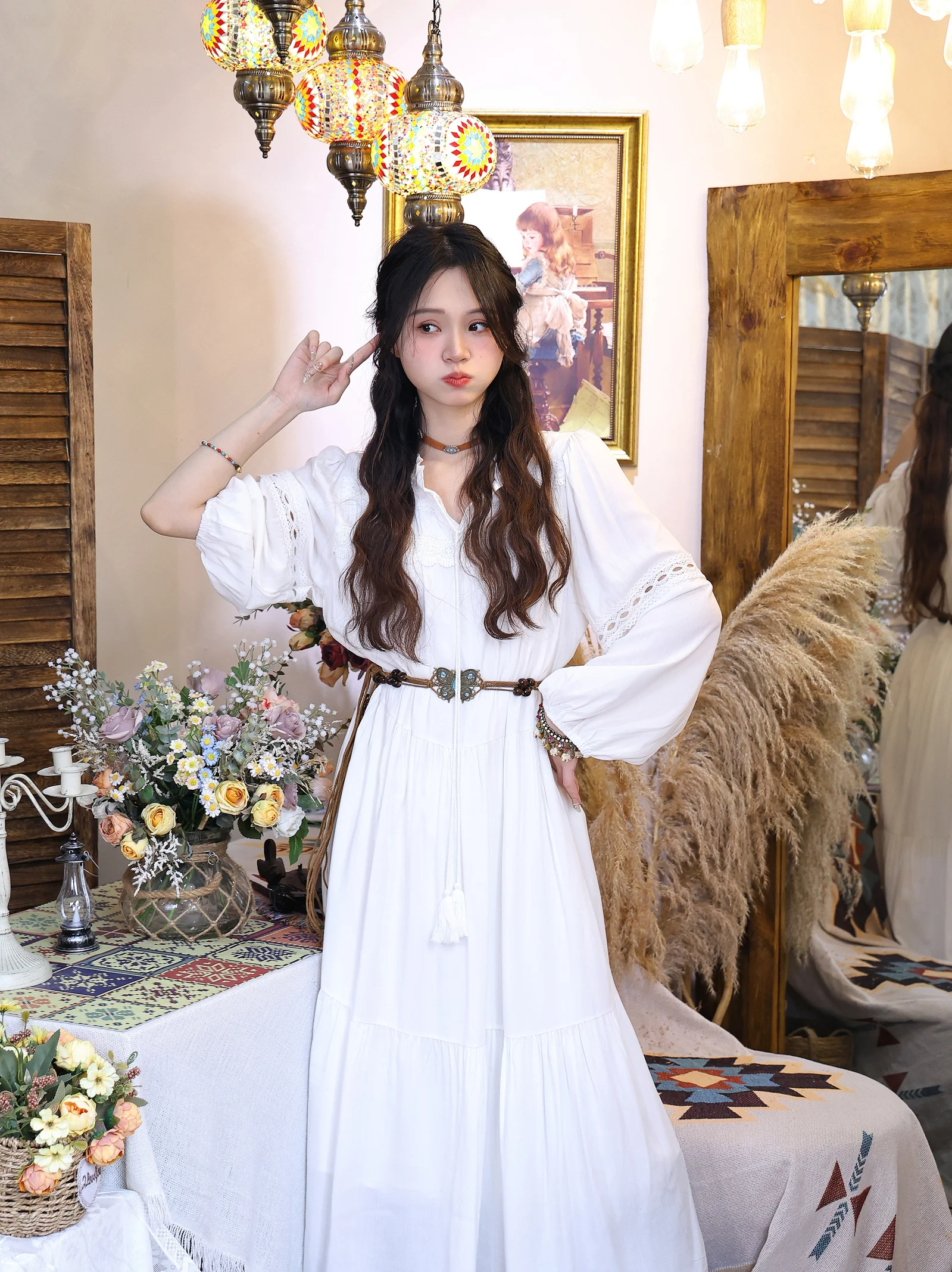 Sweet Bohemian Style Long Sleeve White Dress Vacation Vibes Loose Fit A-Line Silhouette Comfortable Commute Ethnic Embroidery
Sweet Bohemian Style Long Sleeve White Dress Vacation Vibes Loose Fit A-Line Silhouette Comfortable Commute Ethnic Embroidery