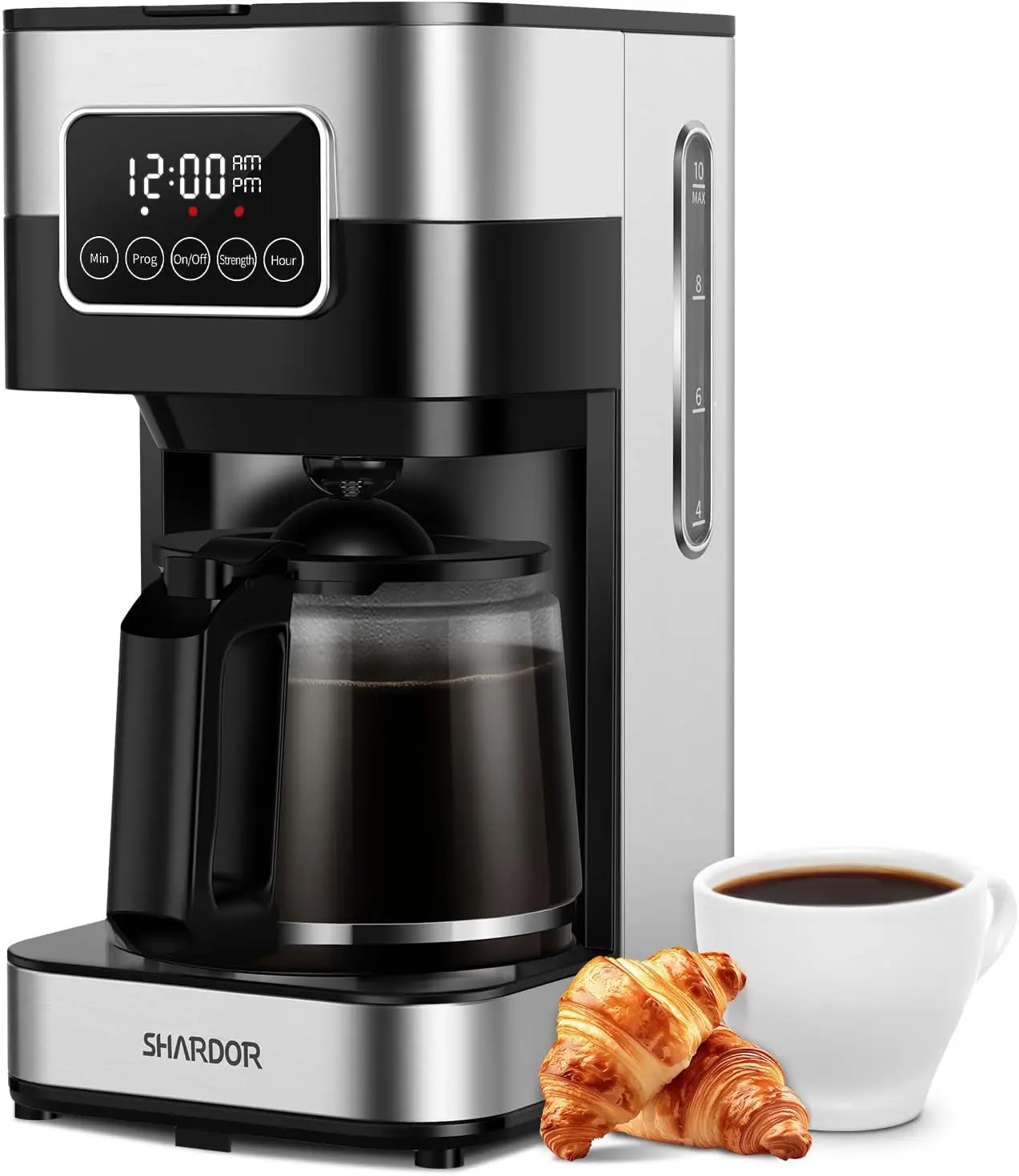 10-Cup Programmable Coffee Maker with LCD Touch Screen, Auto Shut-Off, Permanent Filter, Silver
10-Cup Programmable Coffee Maker with LCD Touch Screen, Auto Shut-Off, Permanent Filter, Silver