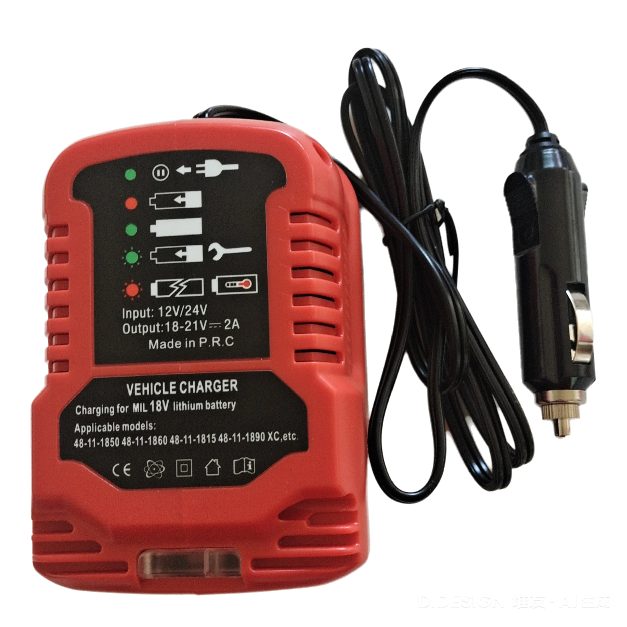 12V/24V Mini Vehicle Car Charger for Milwaukee 48-11-2401, 48-11-2402 18V Li-ion Battery Charger Portable Charger Use on Car
12V/24V Mini Vehicle Car Charger for Milwaukee 48-11-2401, 48-11-2402 18V Li-ion Battery Charger Portable Charger Use on Car